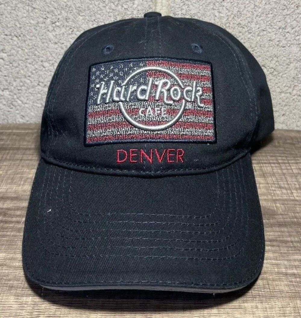 Hard Rock Cafe Hat Denver American Flag Adjustable Cap Unisex Adult Navy Blue